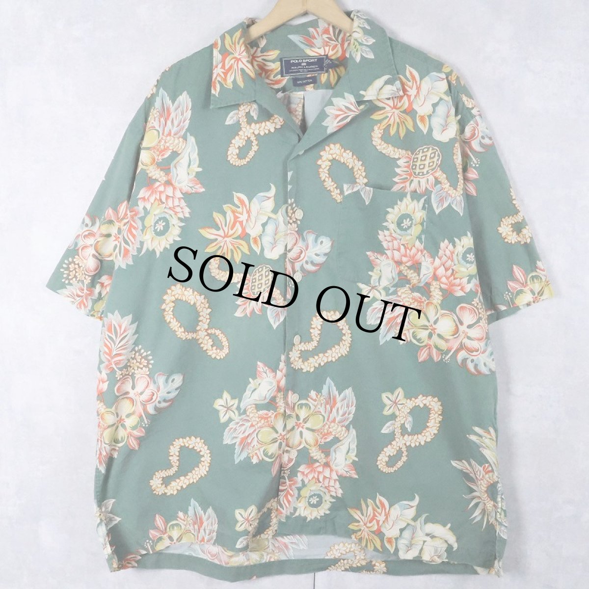 画像1: 90's POLO SPORT Ralph Lauren 花柄 コットンアロハシャツ XL (1)