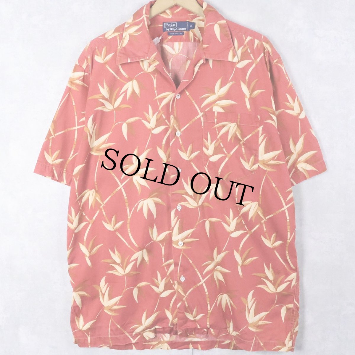 画像1: 90's〜 POLO Ralph Lauren バンブー柄 コットンアロハシャツ M (1)