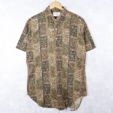 画像1: 60's Manhattan 3点留め 総柄 コットンプルオーバーボタンダウンシャツ SIZE16 (1)
