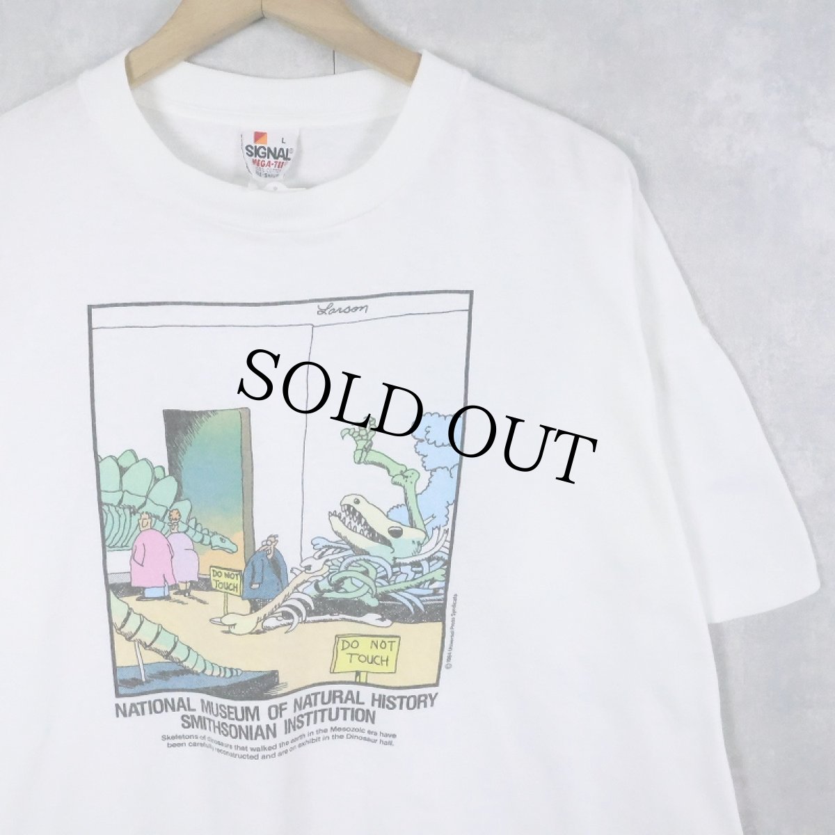 画像1: 90's USA製 "NATIONAL MUSEUM OF NAT URAL HISTORY...." シュールイラスト プリントTシャツ L  (1)