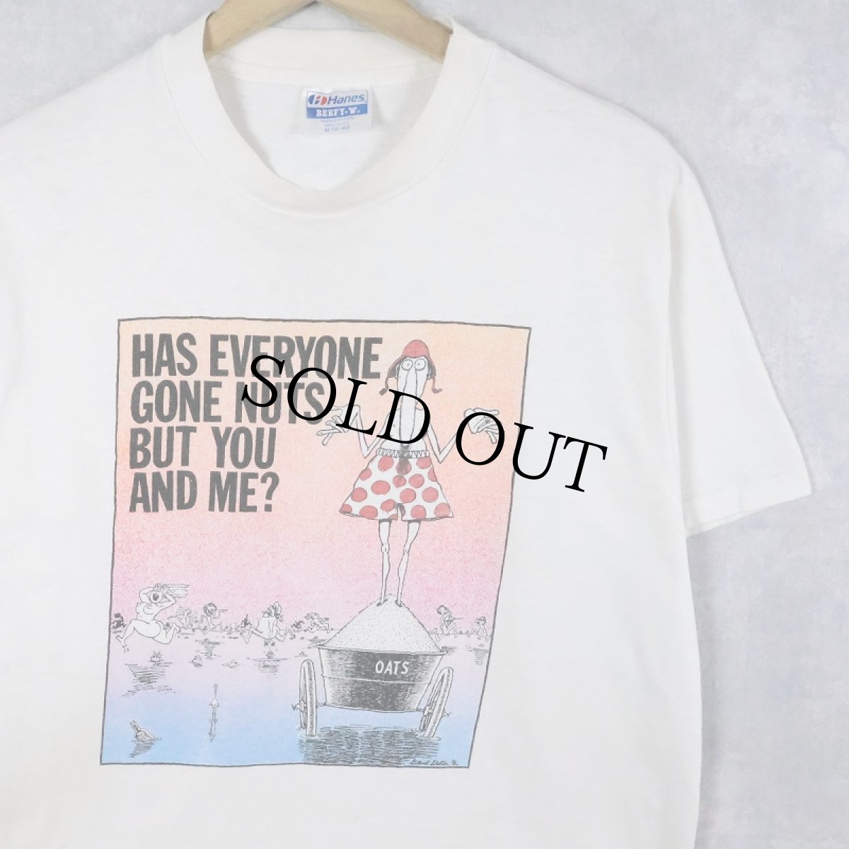 画像1: 90's Gilbert Shelton USA製 "HAS EVERYONE..." シュールイラスト プリントTシャツ M (1)