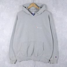 画像1: 90's Champion 青刺繍タグ 後期 USA製 前V ロゴ刺繍スウェットフーディー XL (1)