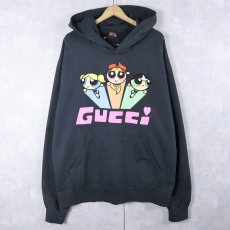 画像1: ブート GUCCI × The Powerpuff Girls キャラクタープリントスウェットフーディー BLACK (1)
