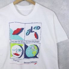 画像1: 80〜90's British Airways "Every year we bring 24,000,000 people Together" 航空会社プリントTシャツ (1)