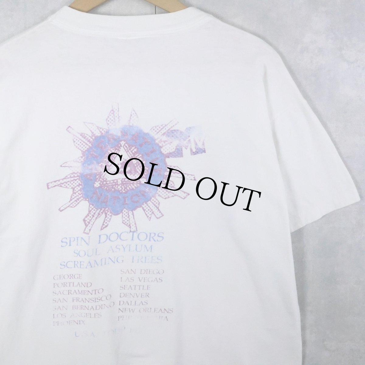 画像2: 90's MTV Alternative Nation USA製 "U.S.A TOUR 1993" 音楽ツアープリントTシャツ L (2)