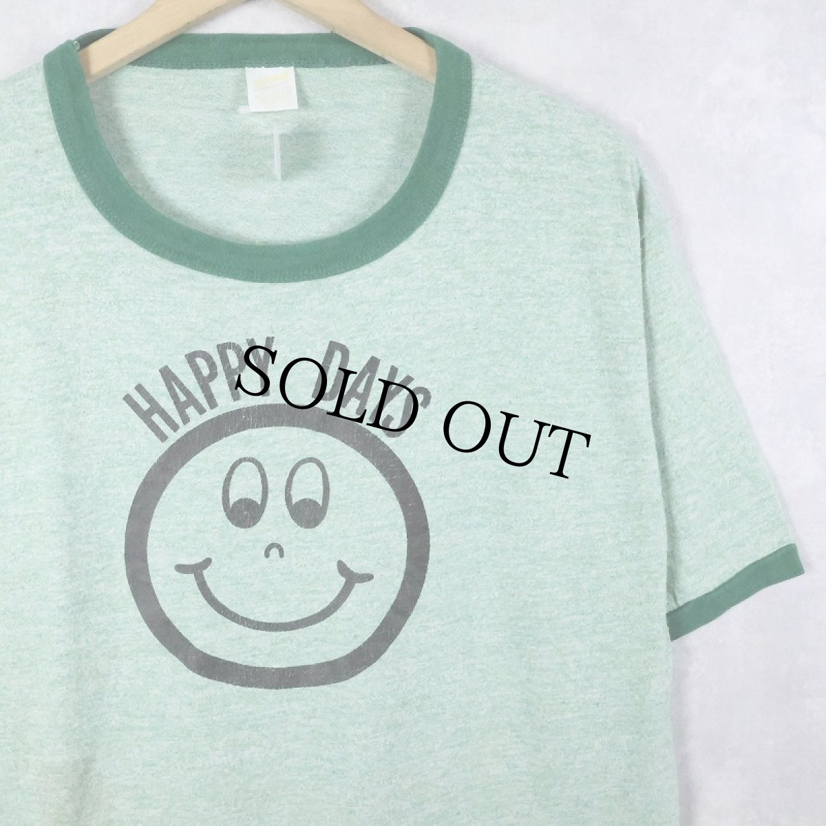 画像1: 80's "HAPPY DAYS" プリントリンガーTシャツ XL (1)
