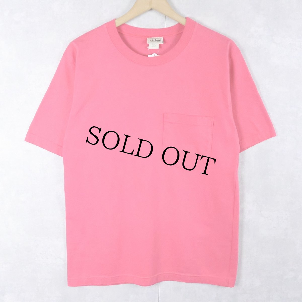 画像1: 90's L.L.Bean USA製 無地ポケットTシャツ S (1)