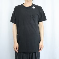 画像2: 90's FRUIT OF THE LOOM USA製 無地 ポケットTシャツ BLACK L (2)