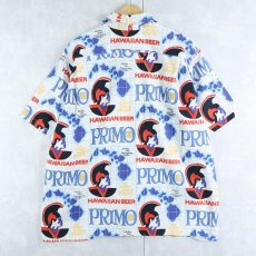 画像2: 〜80's PRIMO BEER オールオーバーパターン ビールブランド コットンアロハシャツ (2)