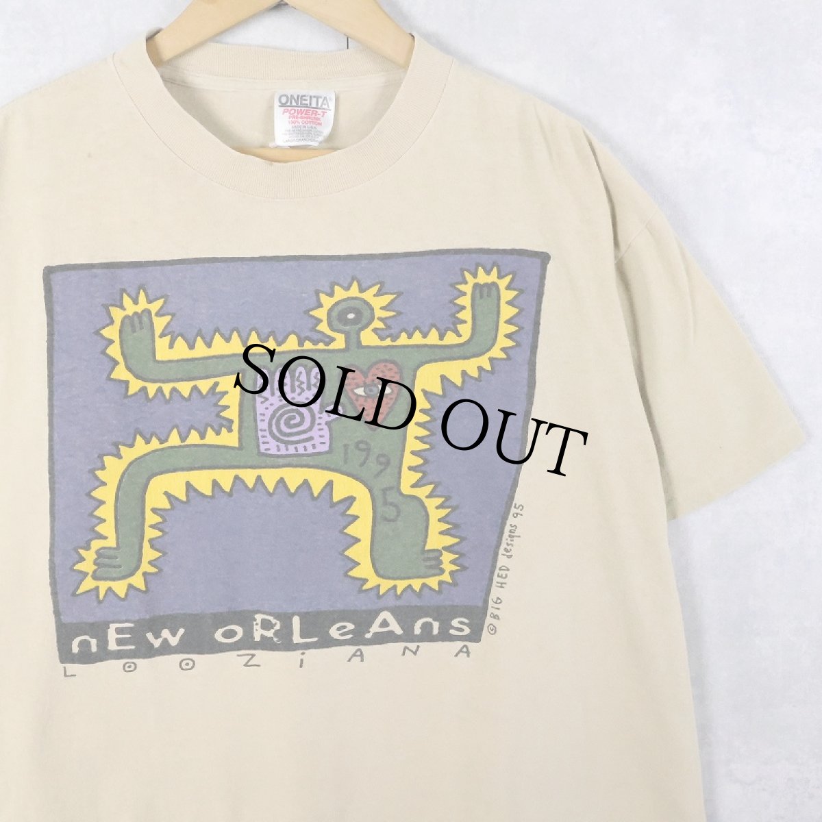 画像1: 90's BIG HED USA製 "NEW ORLEANS" アートプリントTシャツ XL (1)