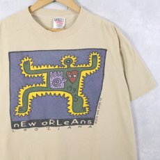 画像1: 90's BIG HED USA製 "NEW ORLEANS" アートプリントTシャツ XL (1)