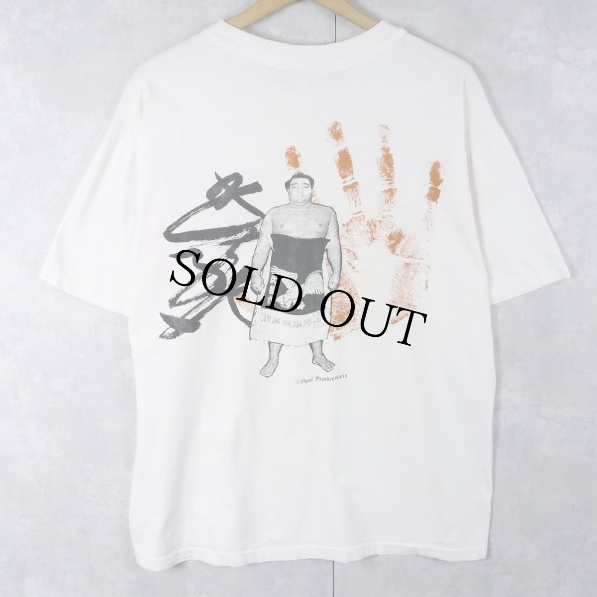 画像1: 90's USA製 武蔵丸 力士プリントTシャツ L (1)
