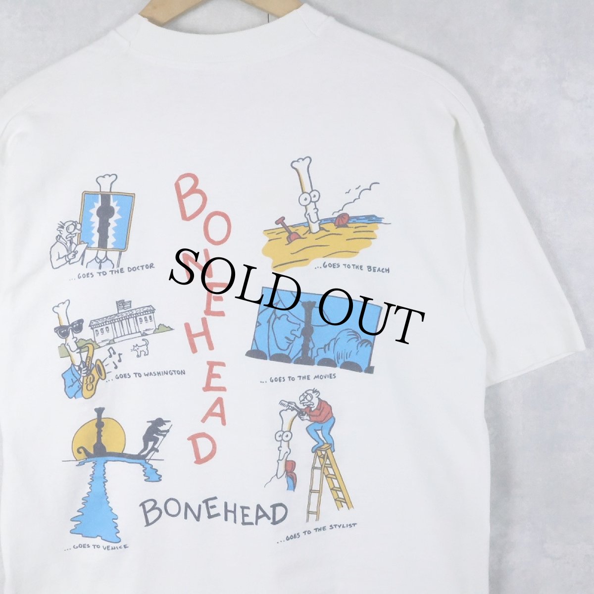 画像2: 80〜90's USA製 "BONEHEAD" イラストプリントTシャツ L (2)