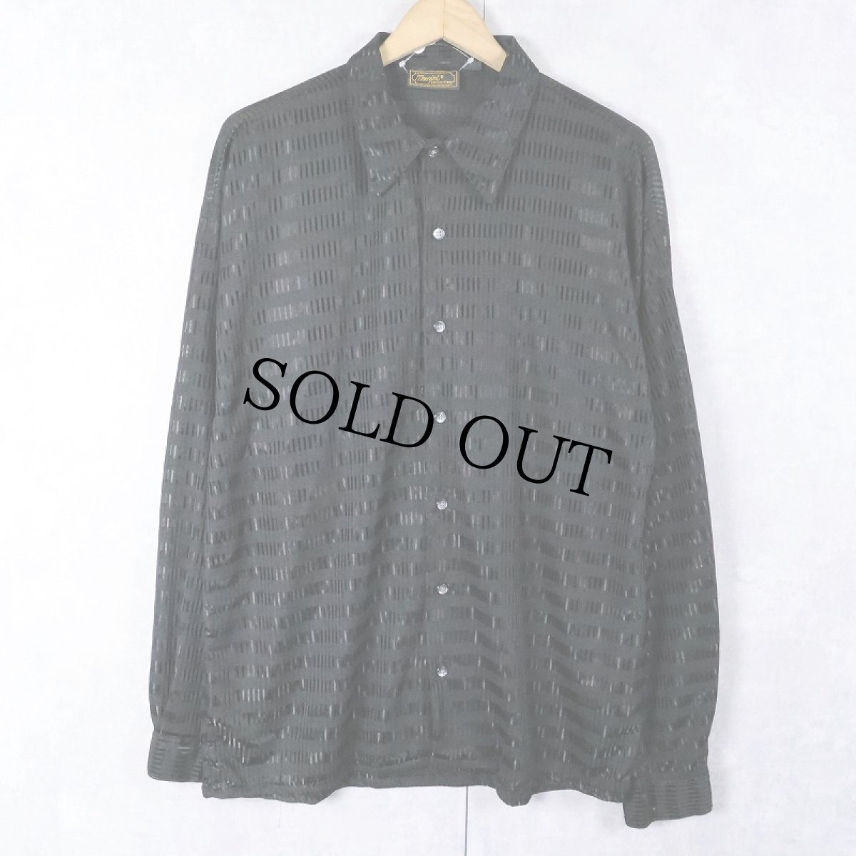 画像1: Monzini Collection ボーダー柄 シースルーシャツ M (1)