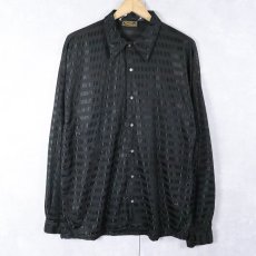 画像1: Monzini Collection ボーダー柄 シースルーシャツ M (1)