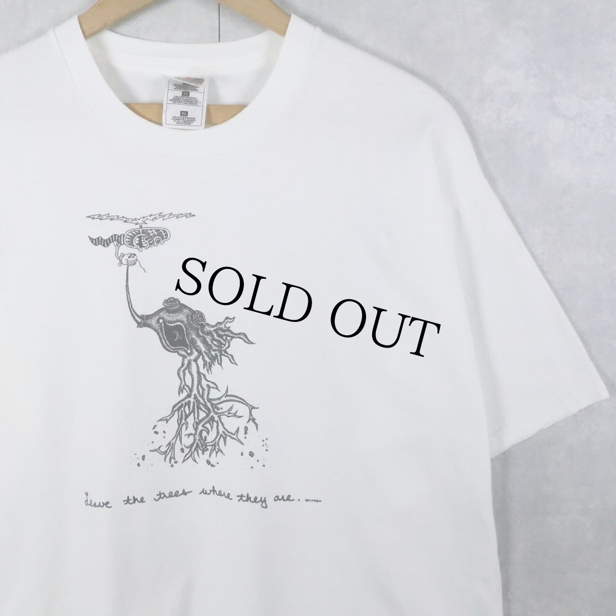 画像1: 2000's "Leave the trees where they are." イラストプリントTシャツ XL (1)
