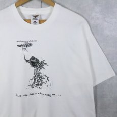 画像1: 2000's "Leave the trees where they are." イラストプリントTシャツ XL (1)