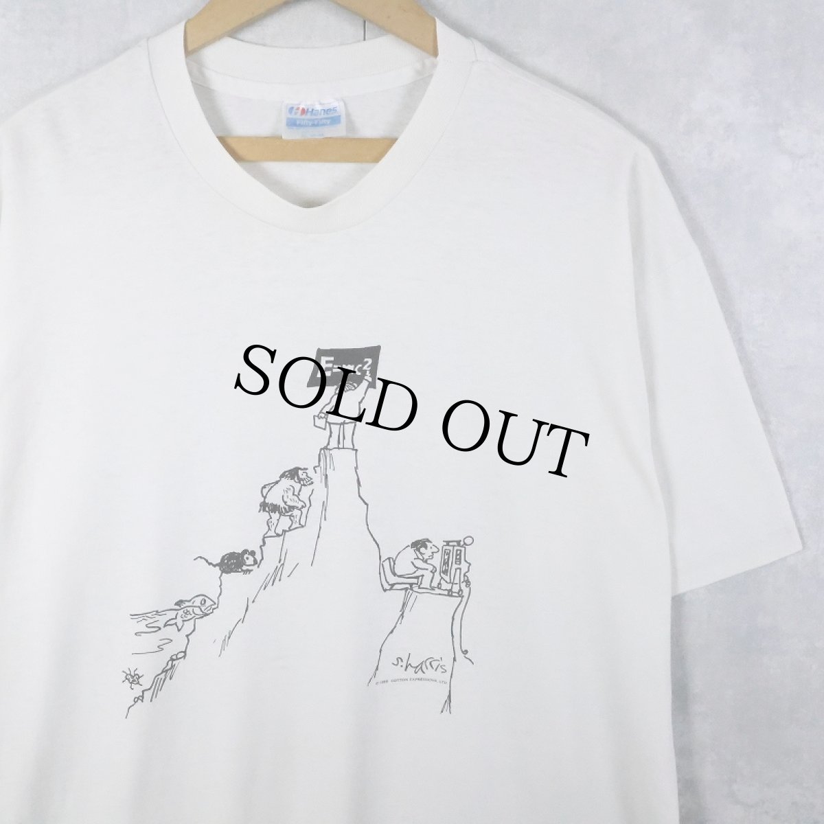 画像1: 80's Sidney Harris USA製 イラストプリントTシャツ XL (1)