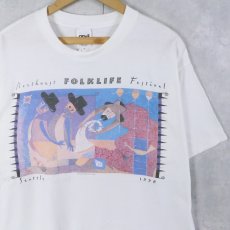 画像1: 90's Fulgencio Lazo USA製 "Northwest Folklife Festival" フェスティバルプリントTシャツ XL (1)