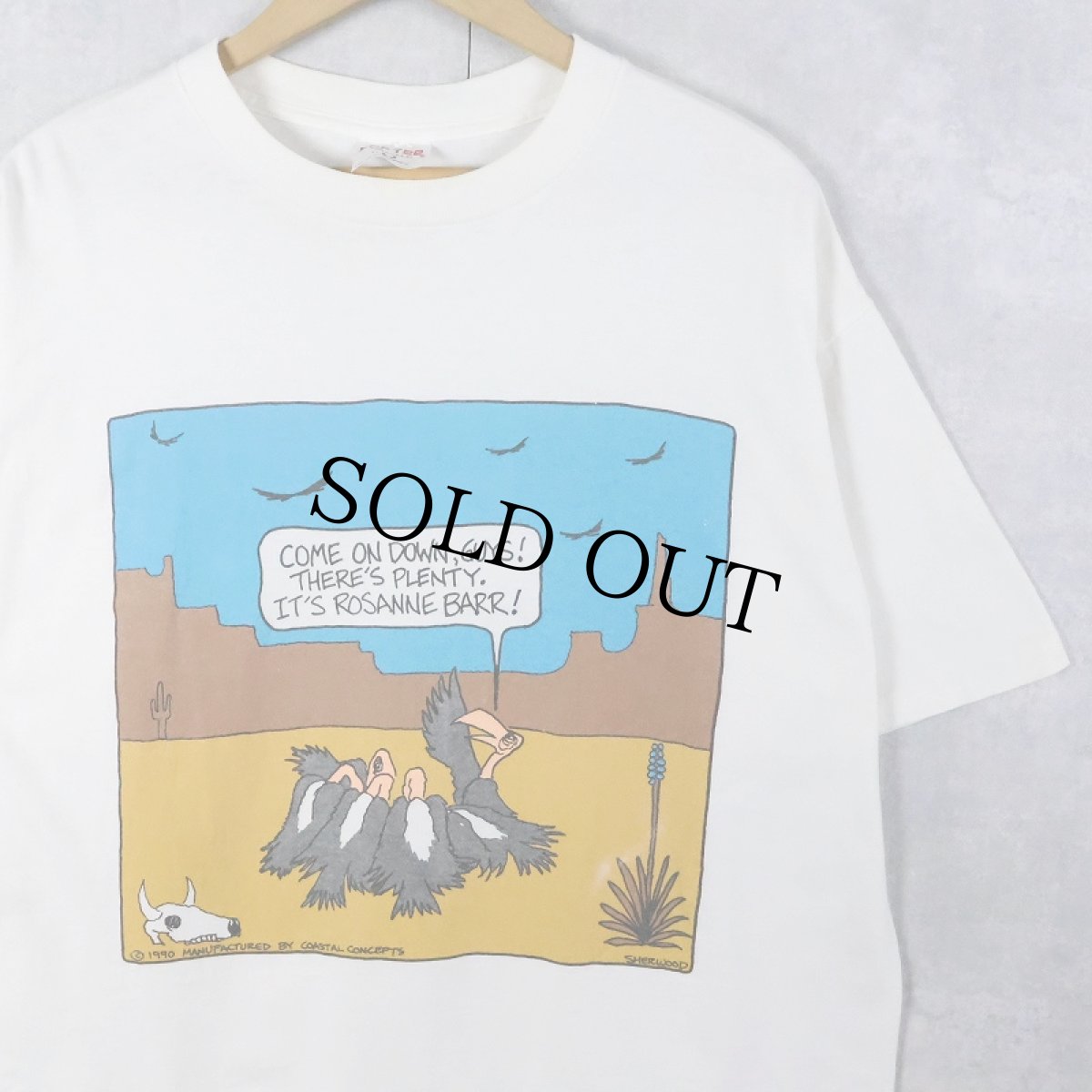 画像1: 90's SHERWOOD USA製 "COME ON DOWN, GUYS! ..." アートプリントTシャツ XL (1)
