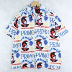画像1: 〜80's PRIMO BEER オールオーバーパターン ビールブランド コットンアロハシャツ (1)