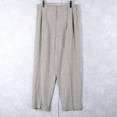 画像1: 50's 千鳥格子柄 2タック レーヨンスラックス W30 (1)