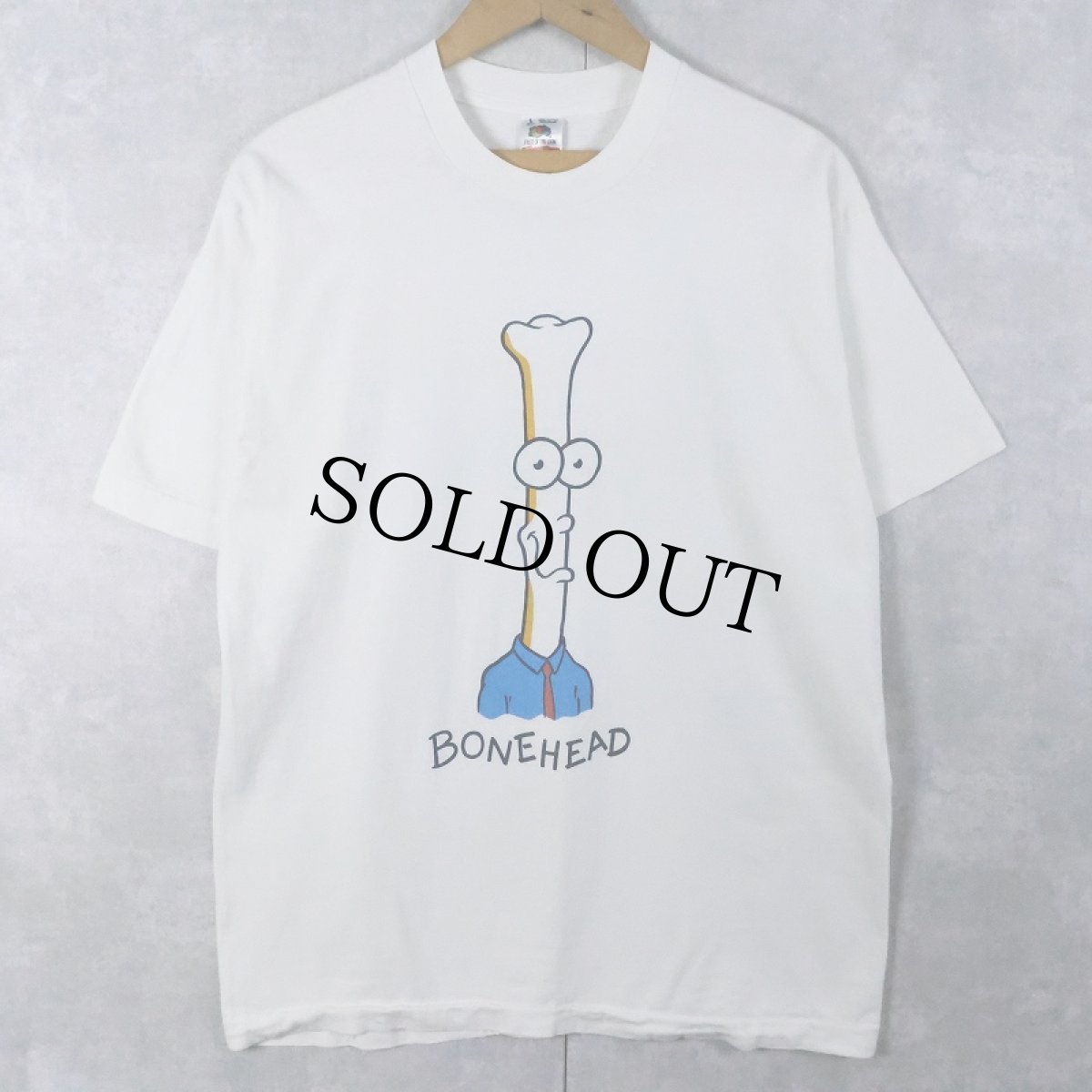 画像1: 80〜90's USA製 "BONEHEAD" イラストプリントTシャツ L (1)