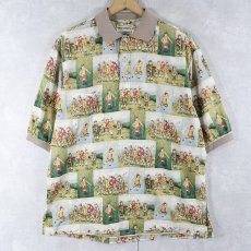 画像1: 90's Guy Buffet Collection by Reyn Spooner アート柄 コットンアロハシャツ (1)