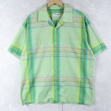 画像1: 70's Frederick & Nelson チェック柄 オープンカラーシャツ (1)