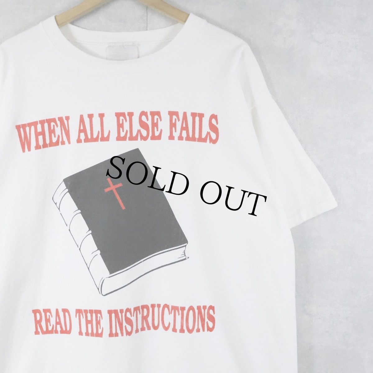 画像1: 90's USA製 "WHEN ALL ELSE FAILS READ THE INSTRUCTIONS" ジーザスプリントTシャツ (1)