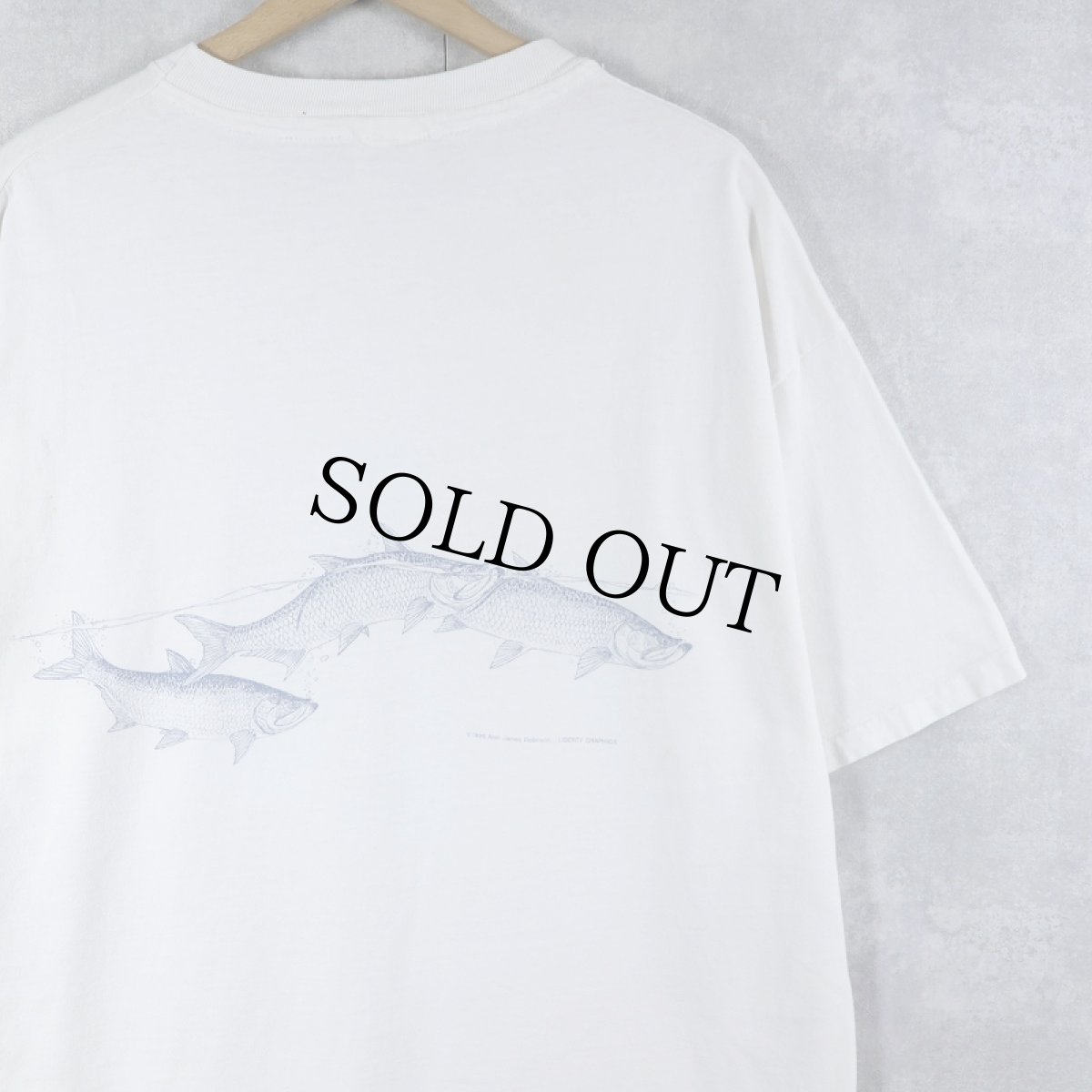 画像2: 90's LIBERTY GRAPHICS USA製 "Alan James Robinson" 魚プリントTシャツ XL (2)