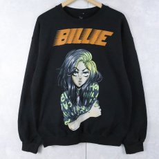画像1: Billie Eilish ミュージシャン プリントスウェット BLACK L (1)