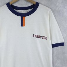画像1: 70〜80's Sportswear "SYRACUSE" チョコチン リンガーTシャツ L (1)