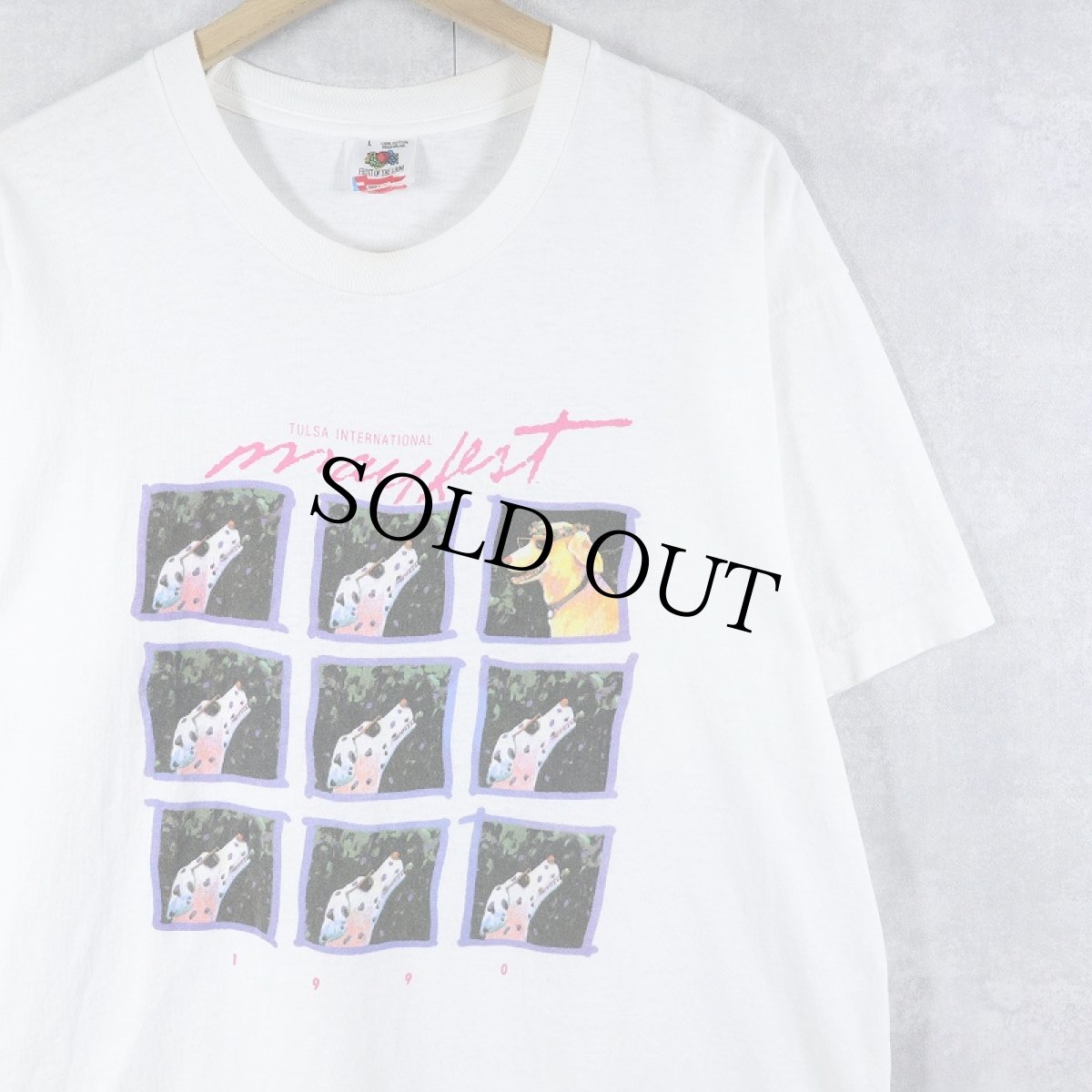 画像1: 90's USA製 Mayfest 犬プリントTシャツ L (1)