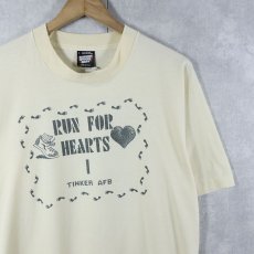 画像1: 80's USA製 "RUN FOR HEARTS I" イラストプリントTシャツ L (1)