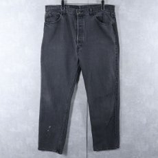 画像1: 90's Levi's 501 USA製 "サルファブラック" ブラックデニムパンツ W36 (1)
