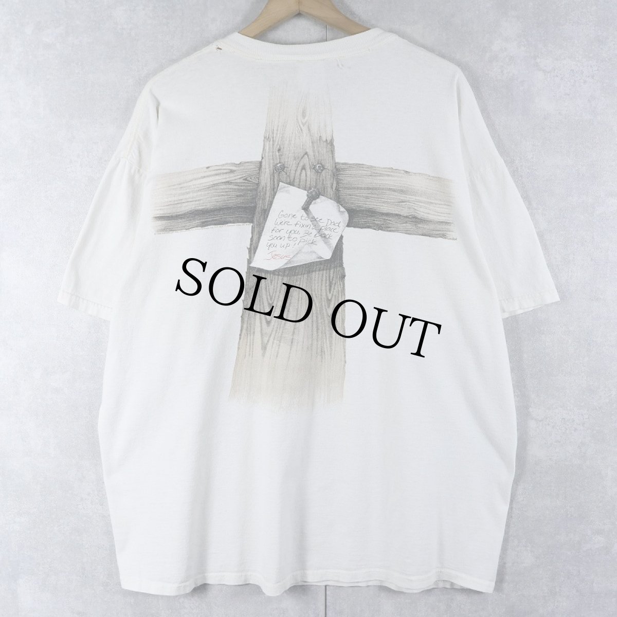 画像1: 90's "Gone to see Dad..." 十字架 ジーザスプリントTシャツ XL (1)