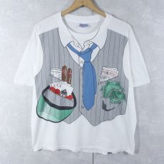 画像1: 80's USA製 騙し絵イラストプリントTシャツ XL (1)