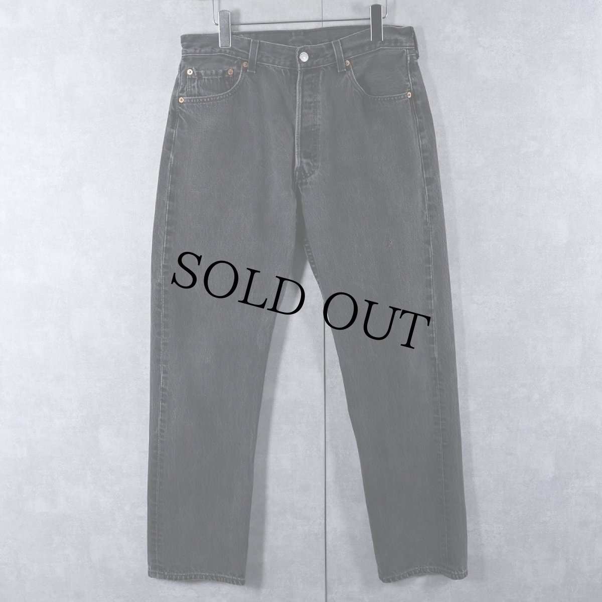 画像1: 90's Levi's 501 USA製 "サルファブラック" ブラックデニムパンツ W33 (1)