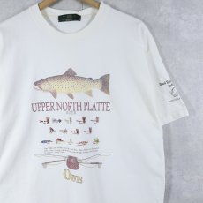 画像1: 90's ORVIS USA製 "UPPER NORTH PLATTE" 魚プリントTシャツ L (1)