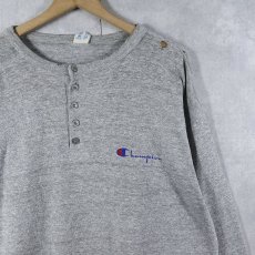画像1: 80's Champion トリコタグ USA製 ロゴプリント ヘンリーネックTシャツ XL (1)