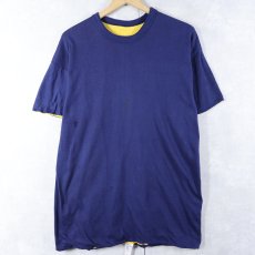 画像1: 80's IMP PRINT Sportswear ダブルフェイス リバーシブルTシャツ NAVY XL (1)
