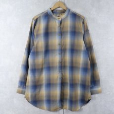 画像1: PENDLETON オンブレーチェック柄 マチ付き ウールバンドカラーシャツ XL (1)