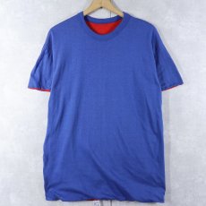 画像1: 80's IMP PRINT Sportswear ダブルフェイス リバーシブルTシャツ BLUE XL (1)