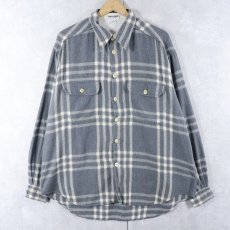 画像1: 90's GIORGIO ARMANI ITALY製 チェック柄 ライトネルシャツ L (1)