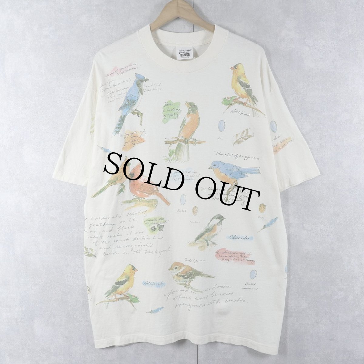 画像1: 90's rel-e-vant products USA製 鳥 プリントTシャツ L (1)