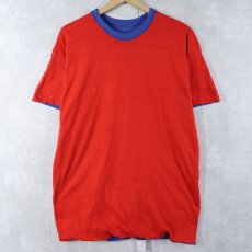 画像2: 80's IMP PRINT Sportswear ダブルフェイス リバーシブルTシャツ BLUE XL (2)