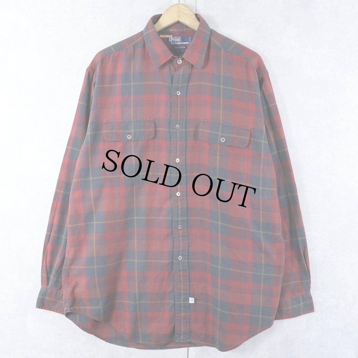 画像1: 90's POLO Ralph Lauren チェック柄 ワークシャツ L (1)