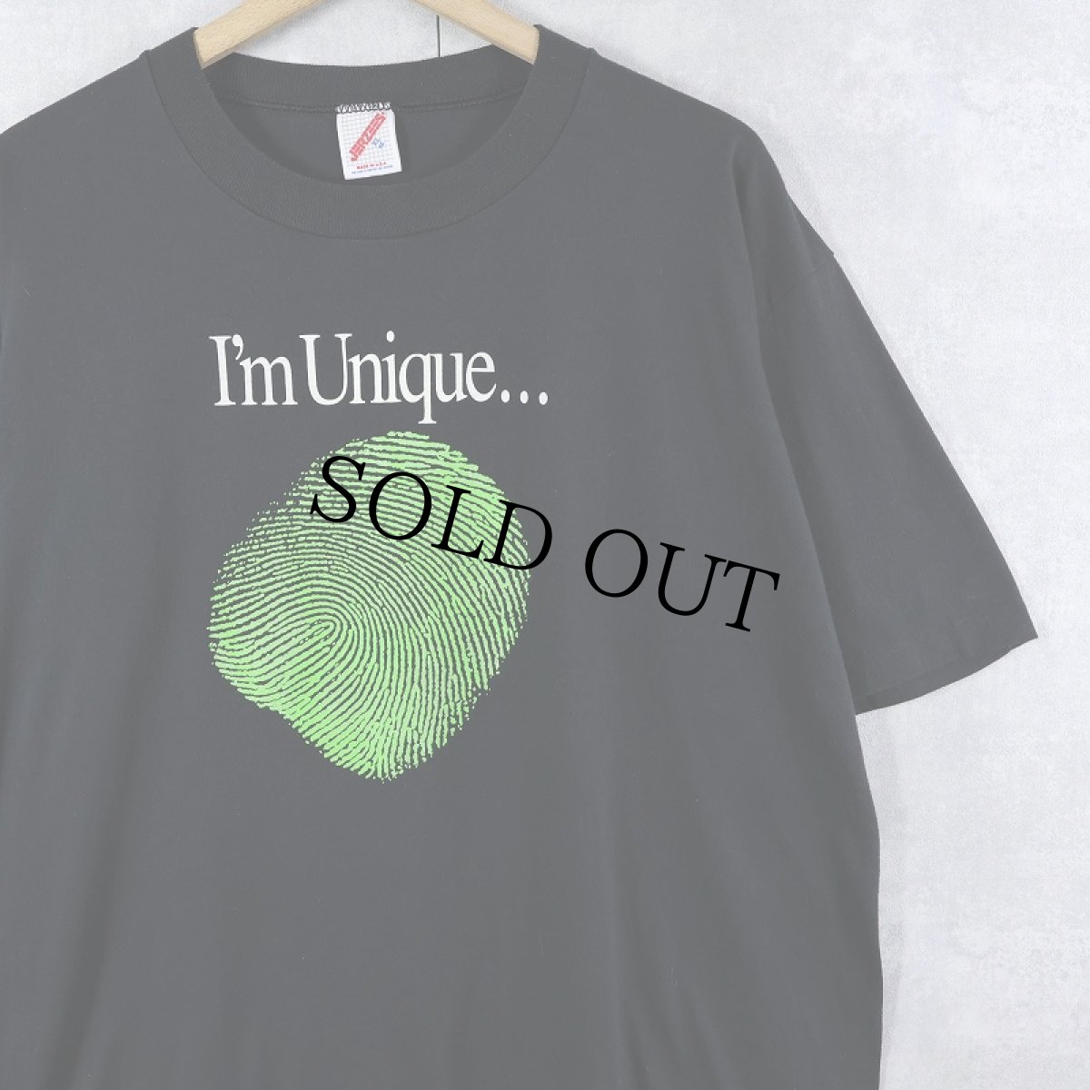 画像1: 90's USA製 "I'm Unique..." 指紋プリントTシャツ BLACK XL (1)