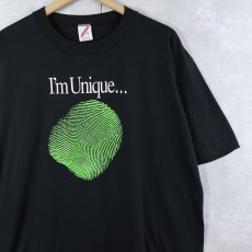 画像1: 90's USA製 "I'm Unique..." 指紋プリントTシャツ BLACK XL (1)
